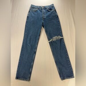 We The Free Women's The Lasso High Rise Straight Leg Distressed Jeans Sz 27